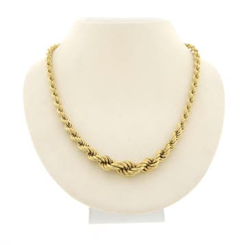 Gouden gedraaide schakelcollier (Ketting), Ophalen of Verzenden, Gebruikt, Overige kleuren, Goud
