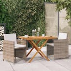 vidaXL 3-delige Tuinset met kussens beige, Verzenden, Nieuw, Tuinset
