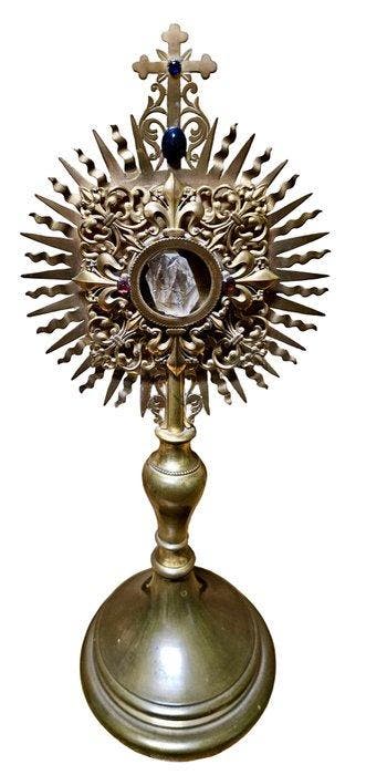 Style baroque Ostensoir - Laiton laqué - 1850-1900 - 35 cm