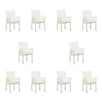 Set van 10 Leren eetkamerstoelen Comfort met wieltjes en, Ophalen of Verzenden, Nieuw, Leer, Eén