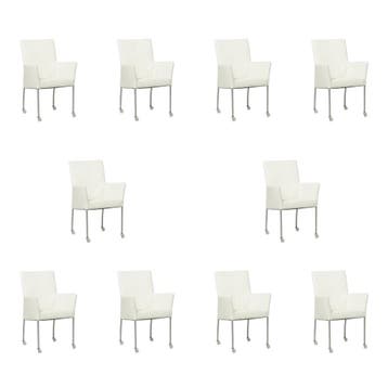 Set van 10 Leren eetkamerstoelen Comfort met wieltjes en, Ophalen of Verzenden, Nieuw, Leer, Eén