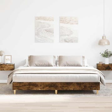vidaXL Bedframe zonder matras hout gerookt eikenkleurig, Verzenden, Nieuw