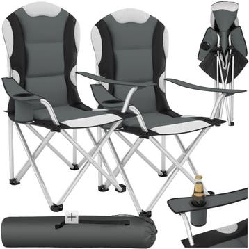 Kampeerstoel bekleed - grijs, Set van 2, Verzenden, Nieuw