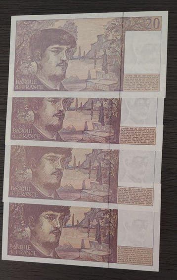 France. - 4 x 20 Francs - 1990/1995 (Sans prix de réserve)