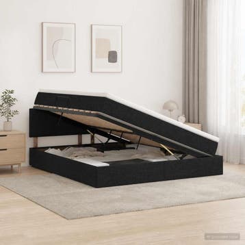 vidaXL Opbergbed met matras met hoofdeinde Zwart 140 x 190, Verzenden