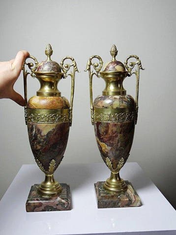 Vaas - Verguld brons, Breccie-marmer van Bénou, Antiek en Kunst