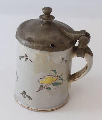 Kruik - Faience - Zuid-Duits zinkdeksel