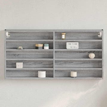vidaXL Vitrinekast 100x8,5x50 cm bewerkt hout grijs sonoma, Verzenden, Nieuw