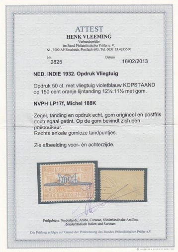 Nederlands-Indië 1932 - Luchtpost, zeldzame foutdruk, Gestempeld
