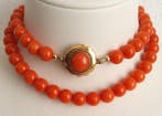 Ketting - 14 karaat Geel goud - Bloedkoraal, Handtassen en Accessoires, Antieke sieraden