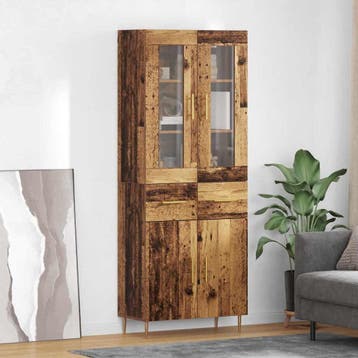 vidaXL Highboard 2 st Oudhout 69,5 x 34 x 180 cm Bewerkt, Huis en Inrichting, Verzenden, Nieuw