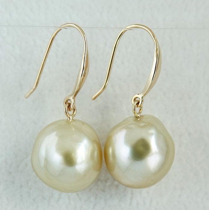 Oorbellen - 18 karaat Geel goud Parel - Zuidzee, Ware Barok, Bijoux, Sacs & Beauté, Boucles d'oreilles