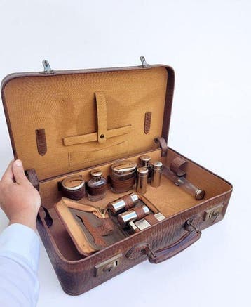 Vintage - Vintage Lamb Leather Gentleman’s Vanity Travel