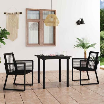 vidaXL 3-delige Tuinset PVC-rattan zwart, Verzenden, Nieuw, Tuinset