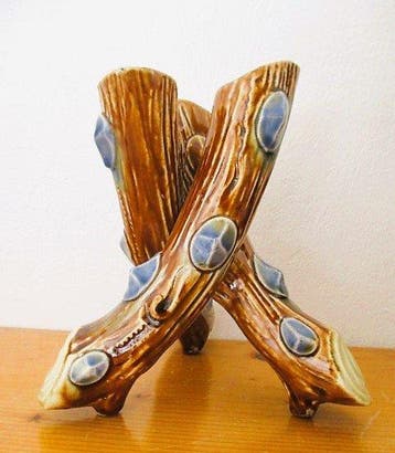 Jardinière - poterie émaillée, barbotine - vase tripode