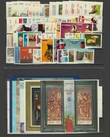 Espagne 2009/2009 - Espagne. Année complète 2009, Timbres & Monnaies