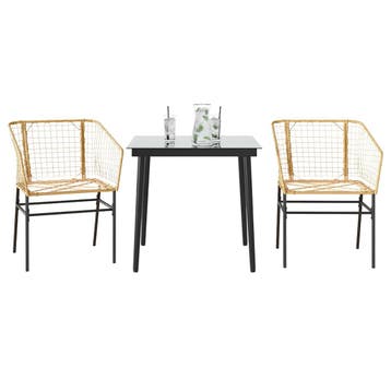 vidaXL 3-delige Tuinset poly rattan glas bruin, Verzenden, Nieuw, Tuinset