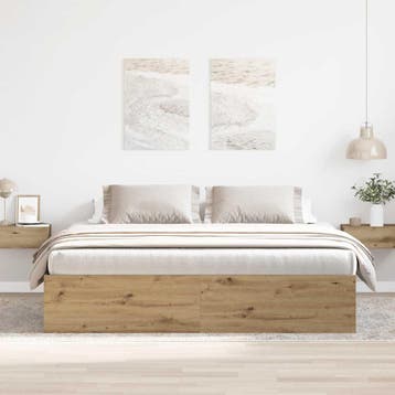 vidaXL Bedframe zonder matras spaanplaat artisanaal, Verzenden, Nieuw