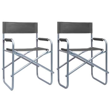 vidaXL Regisseursstoelen 2 st staal grijs, Verzenden, Nieuw