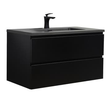 Badkamermeubel Set Angela 90cm Mat Zwart Badmeubel, Verzenden, Nieuw