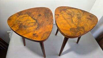 Bijzettafel - Hout, Walnoot - Twee bijzettafels