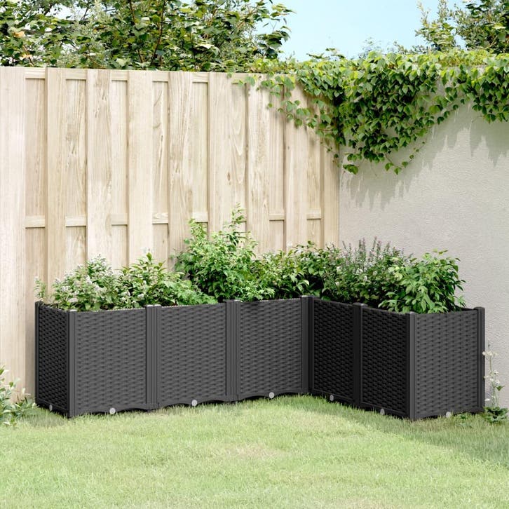 vidaXL Plantenbak 160x120x53 cm polypropeen zwart, Tuin en Terras, Bloempotten, Nieuw, Verzenden
