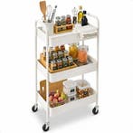 2dekans | Keuken trolley op Wieltjes - 3 laags - Keukenrek -, Huis en Inrichting, Ophalen of Verzenden, Nieuw