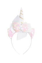 Eenhoorn Strik Haarband Wit Roze Pailletten Unicorn Diadeem, Ophalen of Verzenden, Nieuw