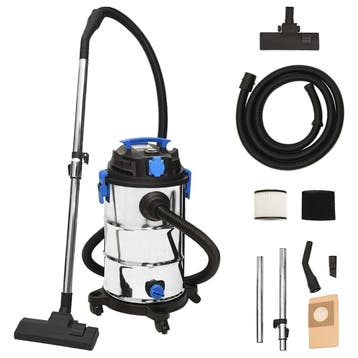 vidaXL Nat- en droogzuiger 1200 W 30 L zilverkleurig, Verzenden