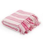 vidaXL Plaid strepen 220x250 cm katoen roze en wit, Verzenden, Nieuw