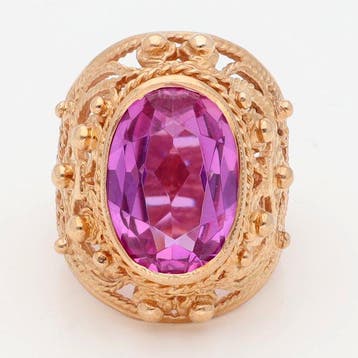 Ring - 14 karaat Roségoud Robijn, Nieuw