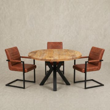 Mangohouten Eettafel Rond Tara 160 cm (5cm), Maison & Meubles, Verzenden