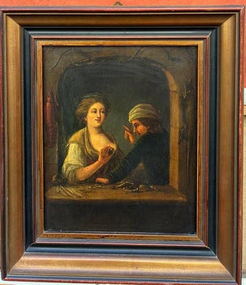 Nederlandse school (XIX) - Double portrait aux Coquillages, Antiek en Kunst