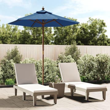 vidaXL Parasol met houten paal 196x231 cm azuurblauw, Verzenden