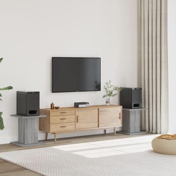 vidaXL Speakerstandaards 2 st 30x30x40 cm bewerkt hout grijs, Verzenden