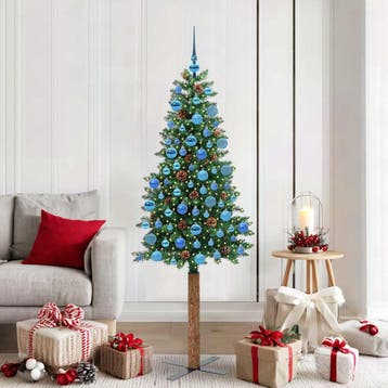 vidaXL Slanke Kerstboom Groen 180 cm PVC en massief, Verzenden, Nieuw