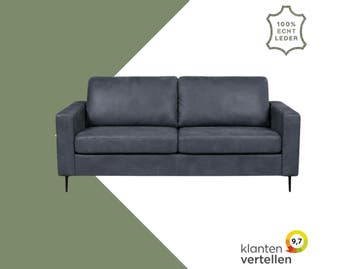Leren bank Match - 3 zits - Kenia Denim (blauw) - Poten, Antiek en Kunst, Ophalen of Verzenden