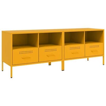 Tv-meubelen 2 st - Staal Mosterdgeel - 30% Korting, Verzenden, 50 tot 100 cm, Zo goed als nieuw, Minder dan 100 cm