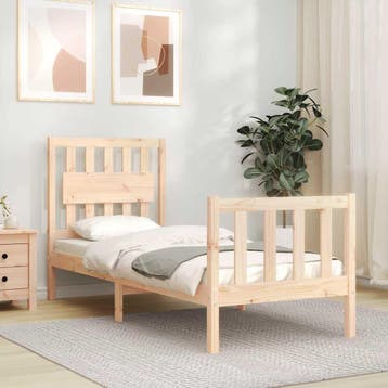 vidaXL Bedframe met hoofdbord massief hout, Verzenden, Nieuw