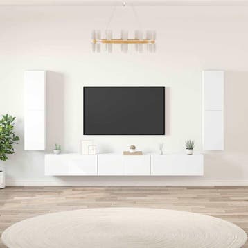 vidaXL 7-delige Tv-meubelset bewerkt hout wit, Verzenden, Nieuw