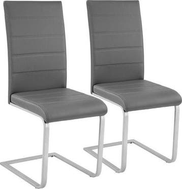 2dekans | tectake® - set van 2 eetkamerstoelen Bettina grijs, Ophalen of Verzenden