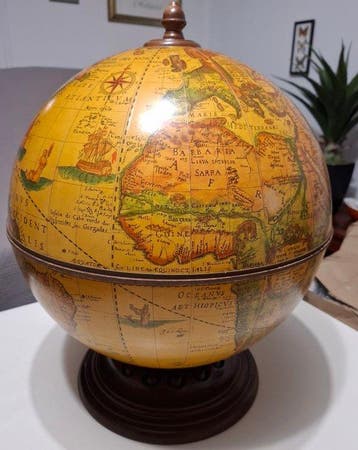 Globe bar - Hout, Karton - Tafelbar-wereldbol, Antiek en Kunst