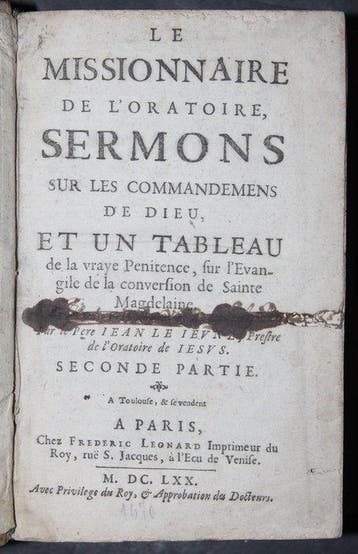 Le Perre Iean Le Ievne - Le Missionnaire De L`Oratoire, Antiek en Kunst