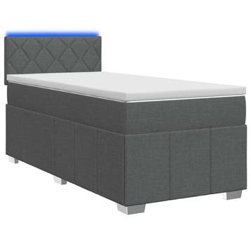 vidaXL Boxspringbed met matras en LED Donkergrijs 90 x 190, Verzenden, Nieuw