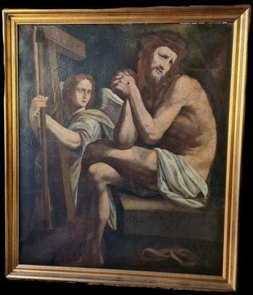 Italiaanse school (XVII) - l’Uomo dei dolori e un angelo con