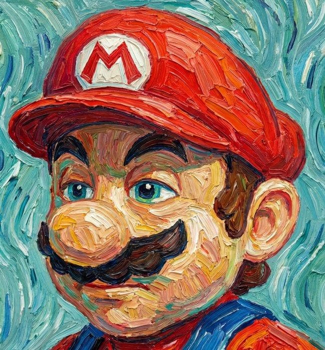 Kleury.art - Mario Van Gogh by Kleury.art (1/5), Games en Spelcomputers, Spelcomputers | Overige Accessoires