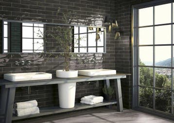 Wandtegel Equipe Cerámica Opal Zwart Glans 7,5x30, Doe-het-zelf en Bouw, Tegels, Nieuw, 20 tot 40 cm, 10 m² of meer, Wandtegels
