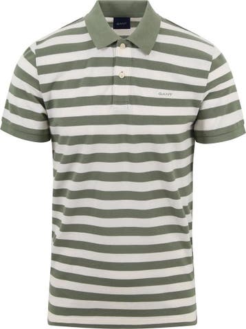 Gant Polo Strepen Groen maat Maat 52/54 (L) Heren, Maat 52/54 (L), Verzenden, GANT, Nieuw