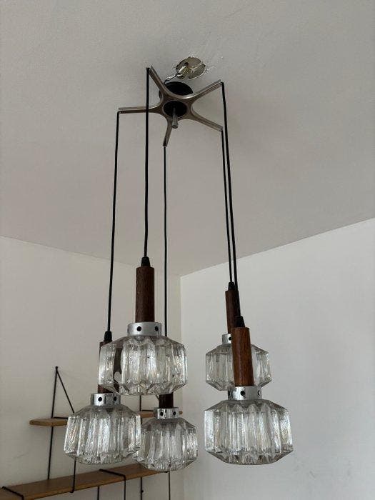 Massive - Lampe à suspendre - Verre, Bois, Antiquités & Art, Antiquités | Éclairage