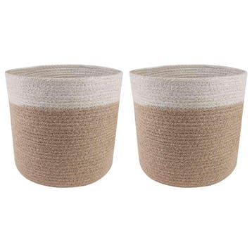 vidaXL Plantenpot Set 2 st Natuurlijk en Wit Ø 21 x 21 cm, Verzenden, Nieuw